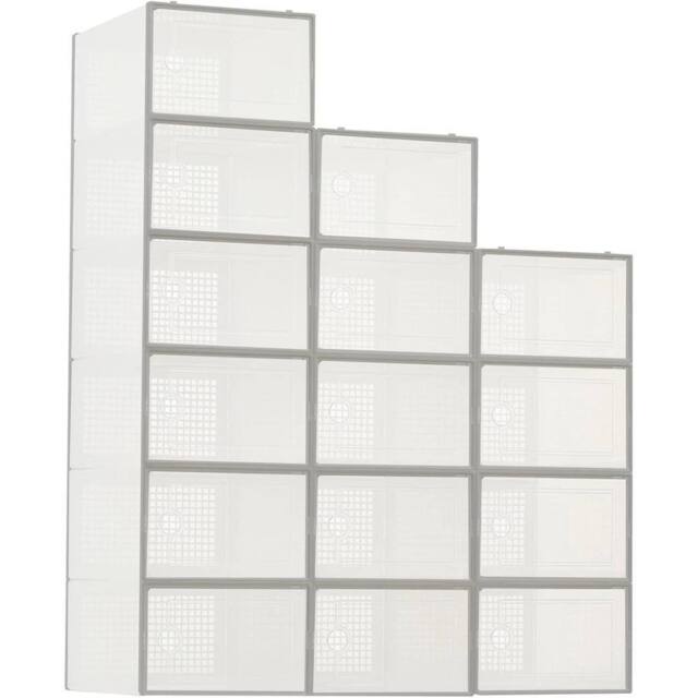 Havendro 15x Grey Clear Plastic Stackable Shoe Storage Boxes with Lids - image 1