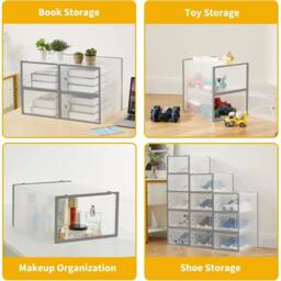 Havendro 15x Grey Clear Plastic Stackable Shoe Storage Boxes with Lids - thumbnail 5