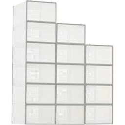 Havendro 15x Grey Clear Plastic Stackable Shoe Storage Boxes with Lids - thumbnail 1