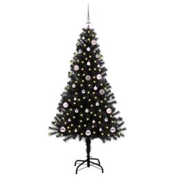 Berkfield Home Christmas Tree with 150 LEDs with Stand Black 150 cm PVC - thumbnail 2