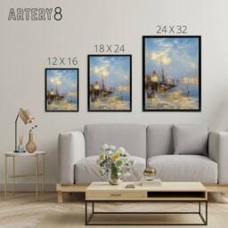 "Artery8 Thomas Moran A View of Venice Grand Canal Framed Canvas Wall Art Print in Blue - Size: W12"" x H16""" - thumbnail 4