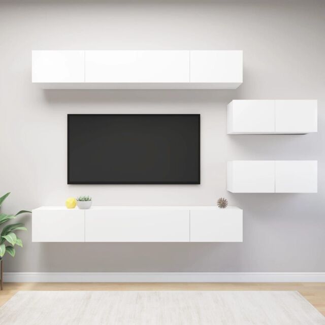 Berkfield Home 6 Piece TV Cabinet Set White Engineered Wood - image 1