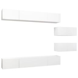Berkfield Home 6 Piece TV Cabinet Set White Engineered Wood - thumbnail 2