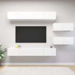 Berkfield Home 6 Piece TV Cabinet Set White Engineered Wood - thumbnail 1