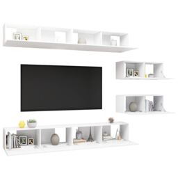 Berkfield Home 6 Piece TV Cabinet Set White Engineered Wood - thumbnail 3