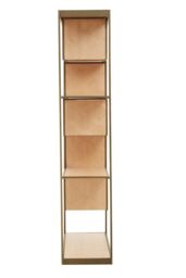 Orsina Brown Metal‑Frame Bookshelf, Dark Oak Veneer 5‑Shelf Ladder Unit, Industrial‑Style Bookcase for Living Room - thumbnail 3