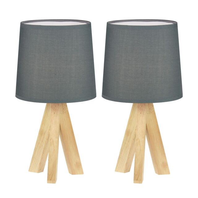 First Choice Lighting Set of 2 Hubert - Natural Wooden Tripod Lamps in Brown - image 1