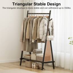 YQJJGL Stylish Mobile Rolling Clothes Rack With Hanging Rod Storage Shelves Garment Rack Coat Rack Solid Wood in Black - thumbnail 7
