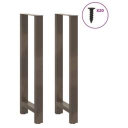 Berkfield Home Coffee Table Legs Natural Steel 2 pcs 40x(110-111) cm Steel in Grey - thumbnail 3