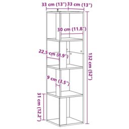 Berkfield Home Corner Cabinet Old Wood 33x33x132 cm Engineered Wood in Brown - Size: 33 x 33 x 132 cm - thumbnail 8