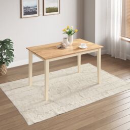 FurnitureboxUK Salcombe Small Rectangular Solid Wood Dining Table With Cream Legs & Oak Effect Top in Light Oak - thumbnail 1