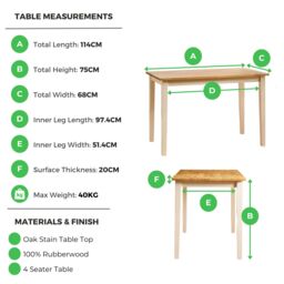 FurnitureboxUK Salcombe Small Rectangular Solid Wood Dining Table With Cream Legs & Oak Effect Top in Light Oak - thumbnail 6