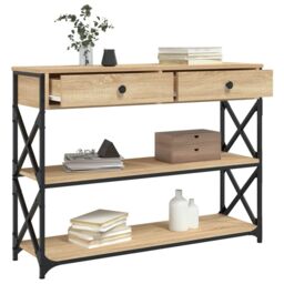 Berkfield Home Console Table Sonoma Oak 100x28x75 cm Engineered Wood in Brown - Size: 100 x 28 x 75 cm - thumbnail 4