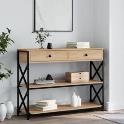 Berkfield Home Console Table Sonoma Oak 100x28x75 cm Engineered Wood in Brown - Size: 100 x 28 x 75 cm - thumbnail 1