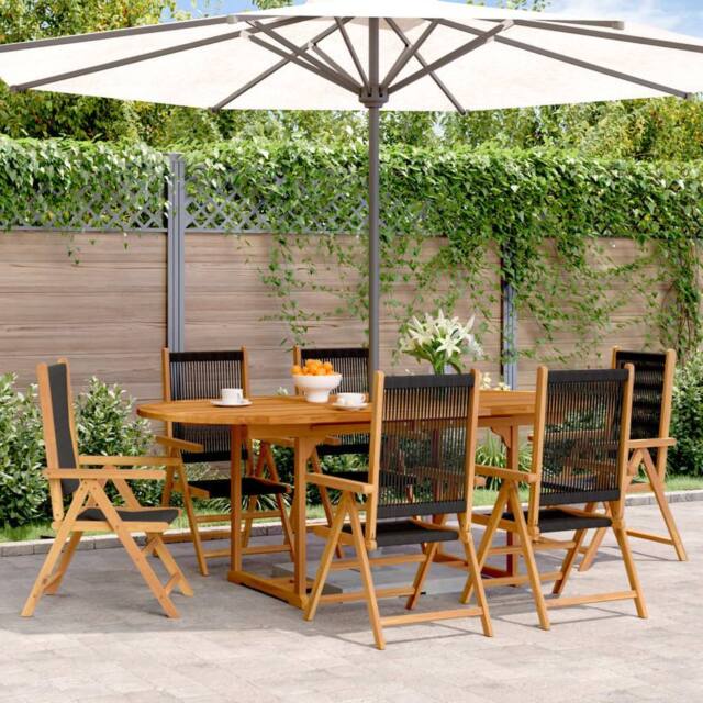 Berkfield Home 7 Piece Garden Dining Set Black Polypropylene & Solid Wood - image 1