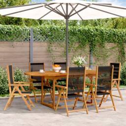 Berkfield Home 7 Piece Garden Dining Set Black Polypropylene & Solid Wood - thumbnail 1