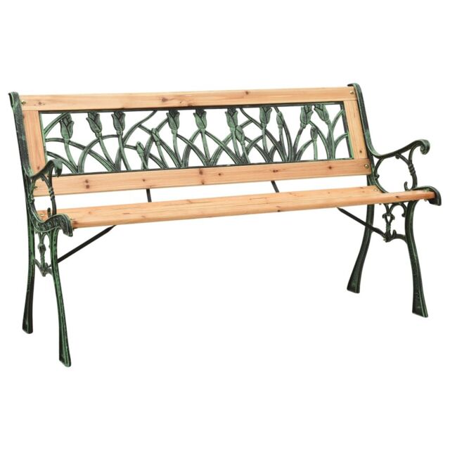 Berkfield Home Garden Bench 122 cm Cast Iron & Solid Firwood in Brown - image 1