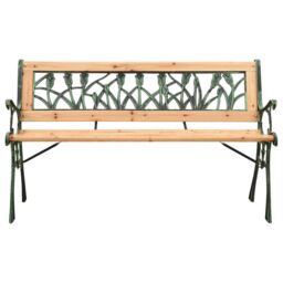 Berkfield Home Garden Bench 122 cm Cast Iron & Solid Firwood in Brown - thumbnail 2