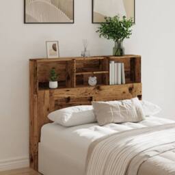 Berkfield Home Headboard Cabinet Old Wood 120x19x103.5 cm Engineered Wood in Brown - thumbnail 3