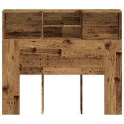 Berkfield Home Headboard Cabinet Old Wood 120x19x103.5 cm Engineered Wood in Brown - thumbnail 4