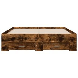 Berkfield Home Bed Frame with Drawers without Mattress Smoked Oak 135x190 cm Double in Brown - thumbnail 4