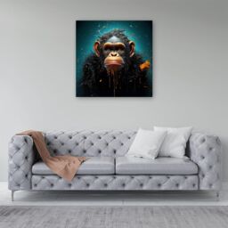 Warren Reed - Designer Monkey Face Splashart Blue Canvas - Size: w10 inch x h10 inch - thumbnail 4