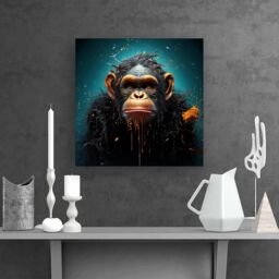 Warren Reed - Designer Monkey Face Splashart Blue Canvas - Size: w10 inch x h10 inch - thumbnail 2