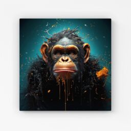 Warren Reed - Designer Monkey Face Splashart Blue Canvas - Size: w10 inch x h10 inch - thumbnail 1
