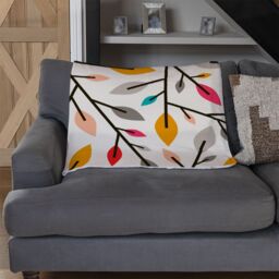 Benjamin Tate Design Autumn Leaves & Twigs Blanket in Natural - Size: 120 cm x 150 cm - thumbnail 2
