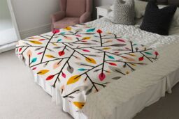 Benjamin Tate Design Autumn Leaves & Twigs Blanket in Natural - Size: 120 cm x 150 cm - thumbnail 3