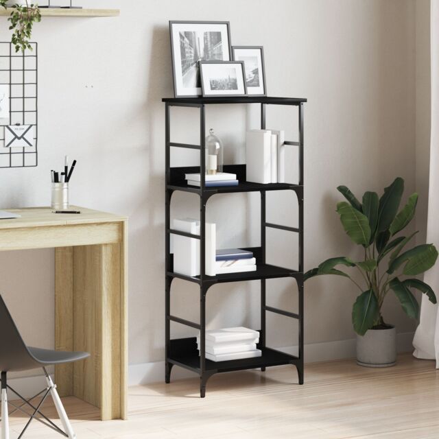 Berkfield Home Bookshelf Black Oak 50x33x117, 5 cm Engineered Wood & Steel - image 1