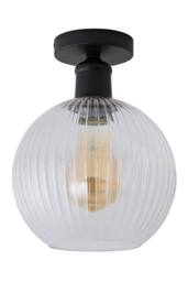ValueLights Maddison Clear Ribbed Glass Globe Shades Flush Ceiling Light in Black - thumbnail 6