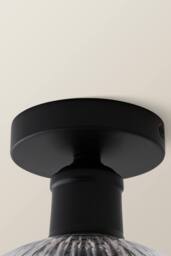 ValueLights Maddison Clear Ribbed Glass Globe Shades Flush Ceiling Light in Black - thumbnail 5