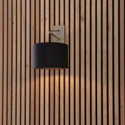 Loops 2 PACK Matt Nickel Wall Light & Black Cotton Fabric Shade - Hanging Wall Fitting in Metallics - thumbnail 4