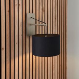 Loops 2 PACK Matt Nickel Wall Light & Black Cotton Fabric Shade - Hanging Wall Fitting in Metallics - thumbnail 3