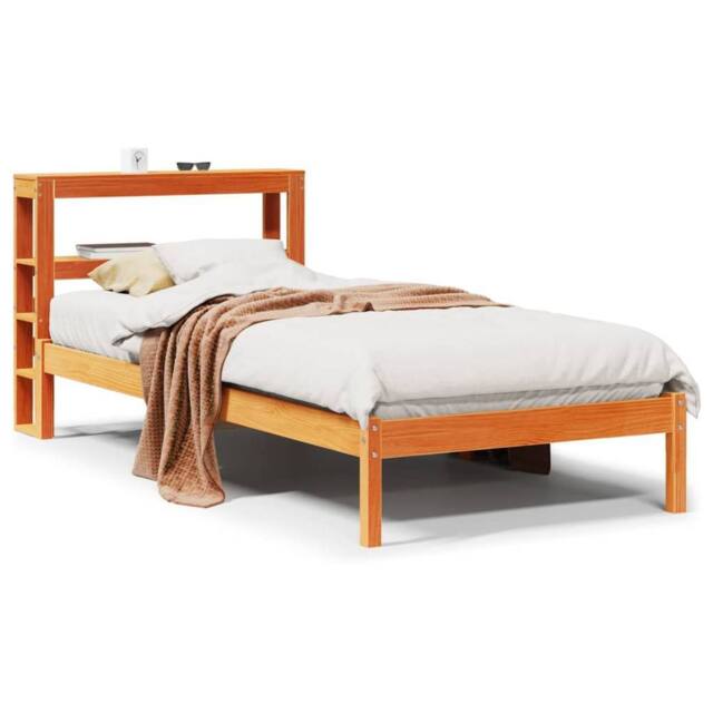 Berkfield Home Bed Frame with Headboard Frame Wax Brown 75x190 cm Small Single - image 1