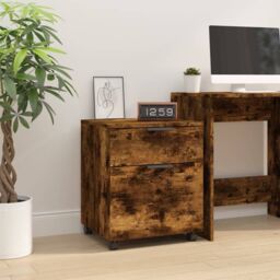 Berkfield Home Mobile File Cabinet with Wheels Smoked Oak 45x38x54 cm Engineered Wood in Brown - Size: 45 x 38 x 54 cm - thumbnail 1