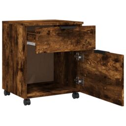 Berkfield Home Mobile File Cabinet with Wheels Smoked Oak 45x38x54 cm Engineered Wood in Brown - Size: 45 x 38 x 54 cm - thumbnail 4