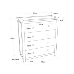 Cabinet Bits Padua 4 Drawer Chest of Drawers Brass Cup Handle in Brown - thumbnail 5
