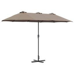 Berkfield Home Modern Garden Parasol Taupe 380 x 196 x 235 cm Powder-coated steel - thumbnail 3
