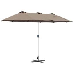 Berkfield Home Modern Garden Parasol Taupe 380 x 196 x 235 cm Powder-coated steel - thumbnail 8