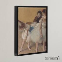 "Artery8 Ballerina Dance Examination Edgar Degas Vintage Framed Canvas Wall Art in Beige - Size: W12"" x H16""" - thumbnail 2