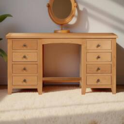 Cheshire Premium Kingsley Twin Pedestal Dressing Table in Light Oak - thumbnail 2