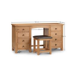 Cheshire Premium Kingsley Twin Pedestal Dressing Table in Light Oak - thumbnail 4