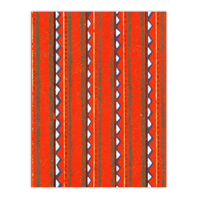 "Artery8 Red Geometric Textile Pattern Vintage Japan Wall Art Print Korin - Size: W12"" x H16""" - image 1