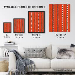 "Artery8 Red Geometric Textile Pattern Vintage Japan Wall Art Print Korin - Size: W12"" x H16""" - thumbnail 3