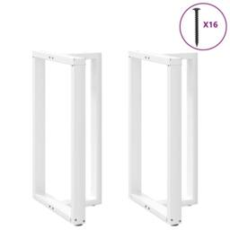 Berkfield Home Bar Table Legs T-Shaped¬†2 pcs White 60x35x(100-101) cm Steel - thumbnail 3