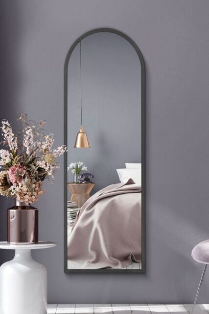 MirrorOutlet Black Metal Framed Window Arched Wall or Mantle Mirror(174 X 85CM) - Size: 1 Pack - image 1