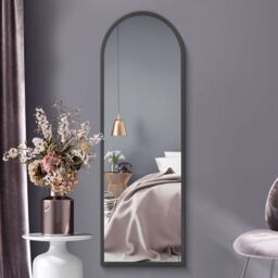 MirrorOutlet Black Metal Framed Window Arched Wall or Mantle Mirror(174 X 85CM) - Size: 1 Pack - thumbnail 6