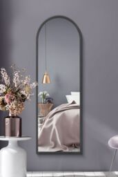 MirrorOutlet Black Metal Framed Window Arched Wall or Mantle Mirror(174 X 85CM) - Size: 1 Pack - thumbnail 1